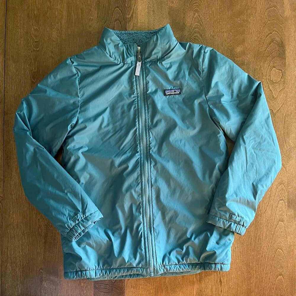 Patagonia reversible teal fleece jacket XL 14